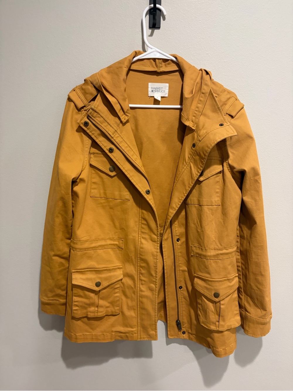 Market & Spruce Women's Hooded Utility Jacket in Mustard